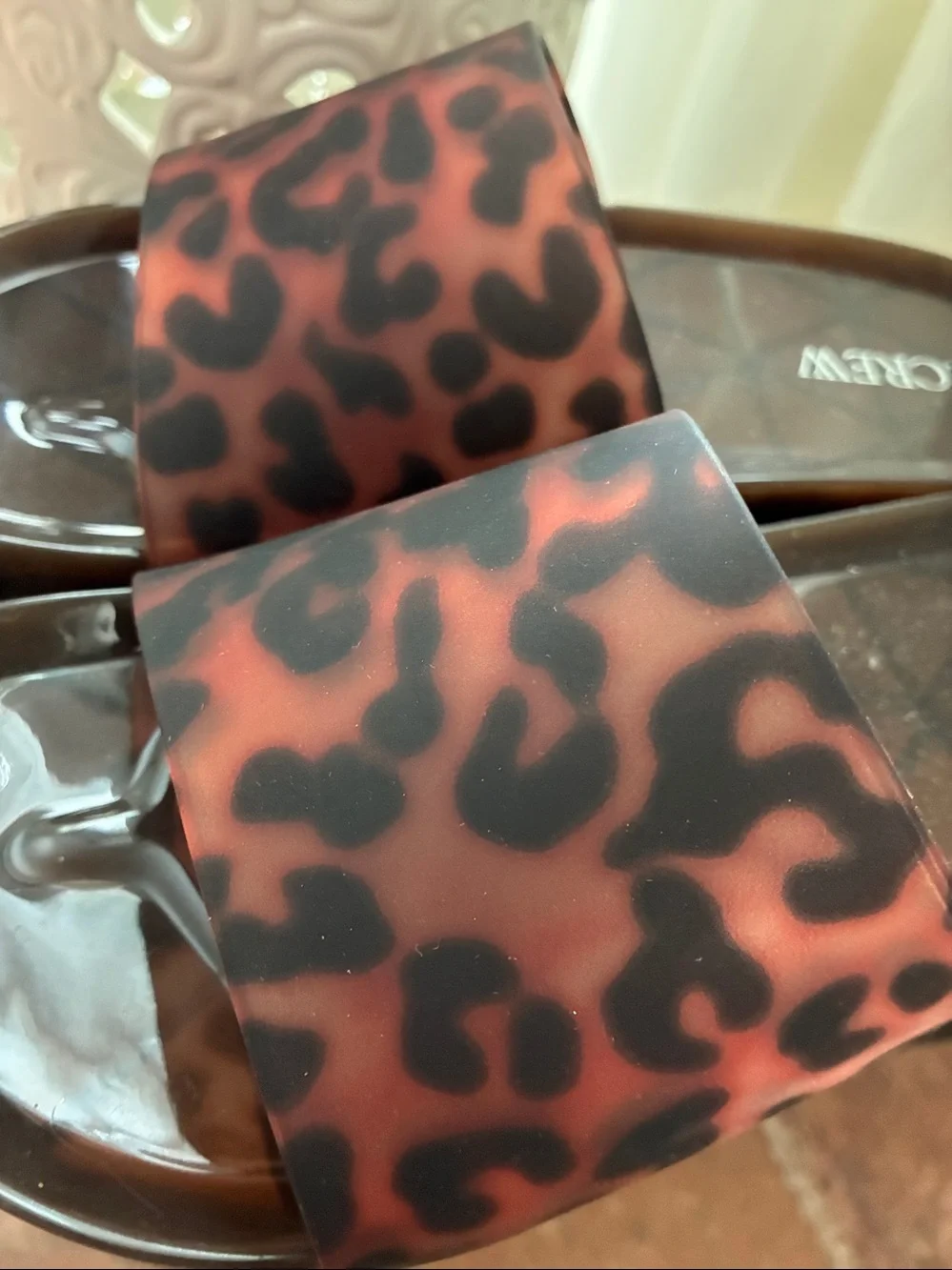 J. Crew Brown and Black  Tortoise Pool Slide Sandals
